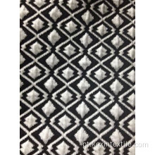 Tecido jacquard preto e branco com camada de ar em forma de diamante